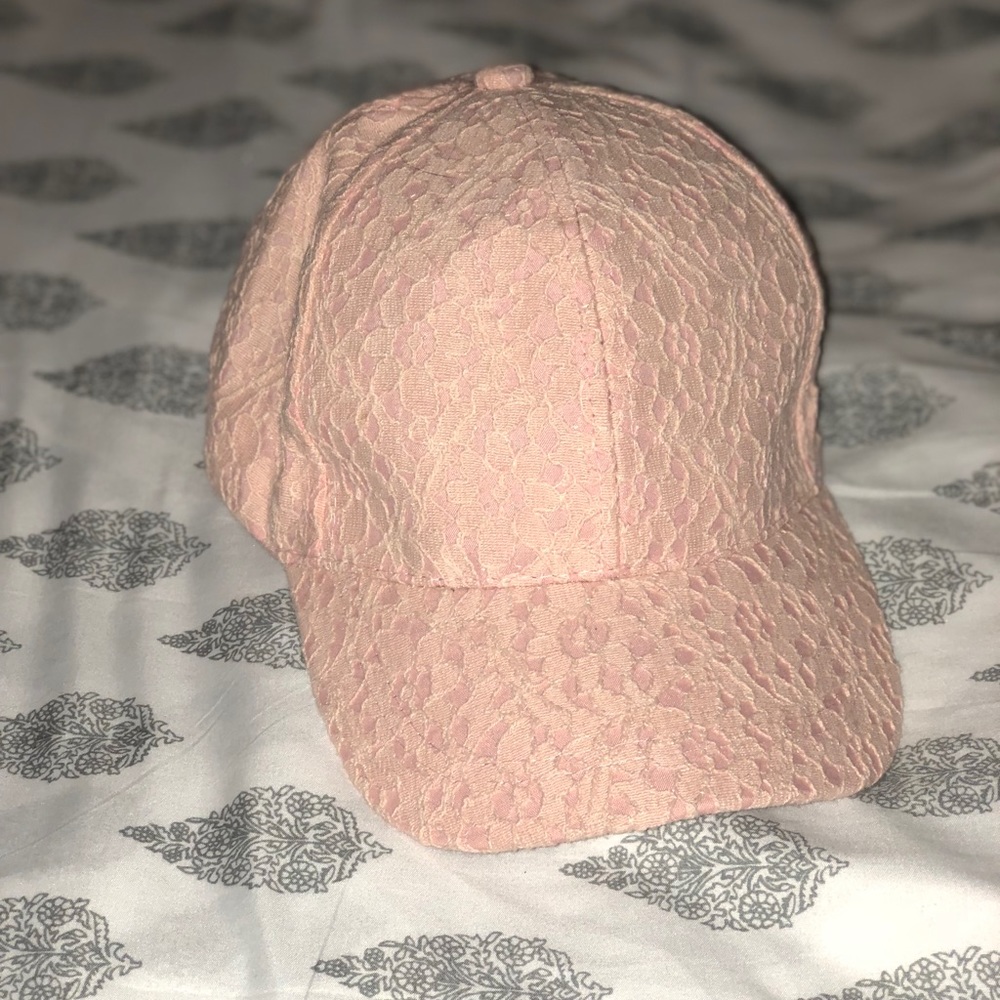 Floral baby pink baseball cap